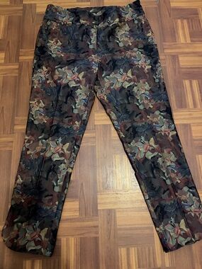 Soft Surroundings Floral Camo Print Pants in Brown, Green, Navy
